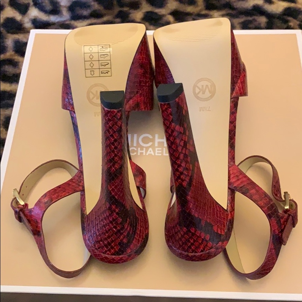MICHAEL Michael Kors Red Snakeskin Platform Sandals - Picture 6 of 10